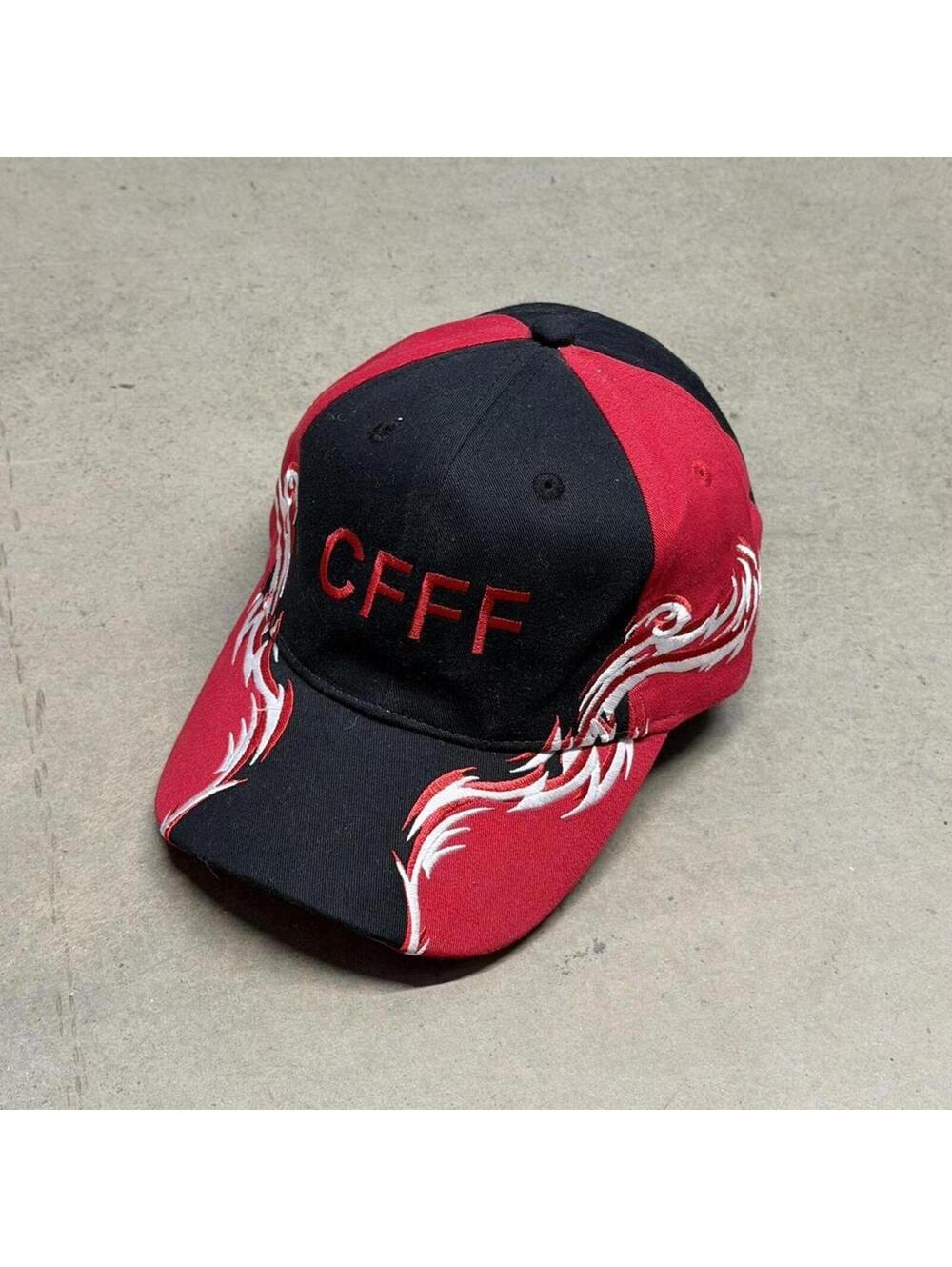 Y2K Black, Red and White CFFF Tribal Embroidery Strapback Hat